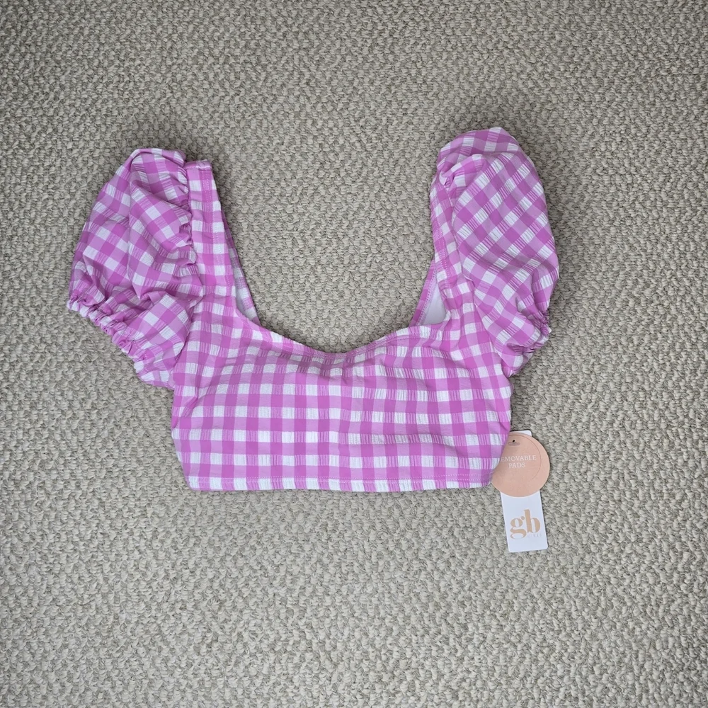 GB girls Pink and White Bikini Swimwear Top